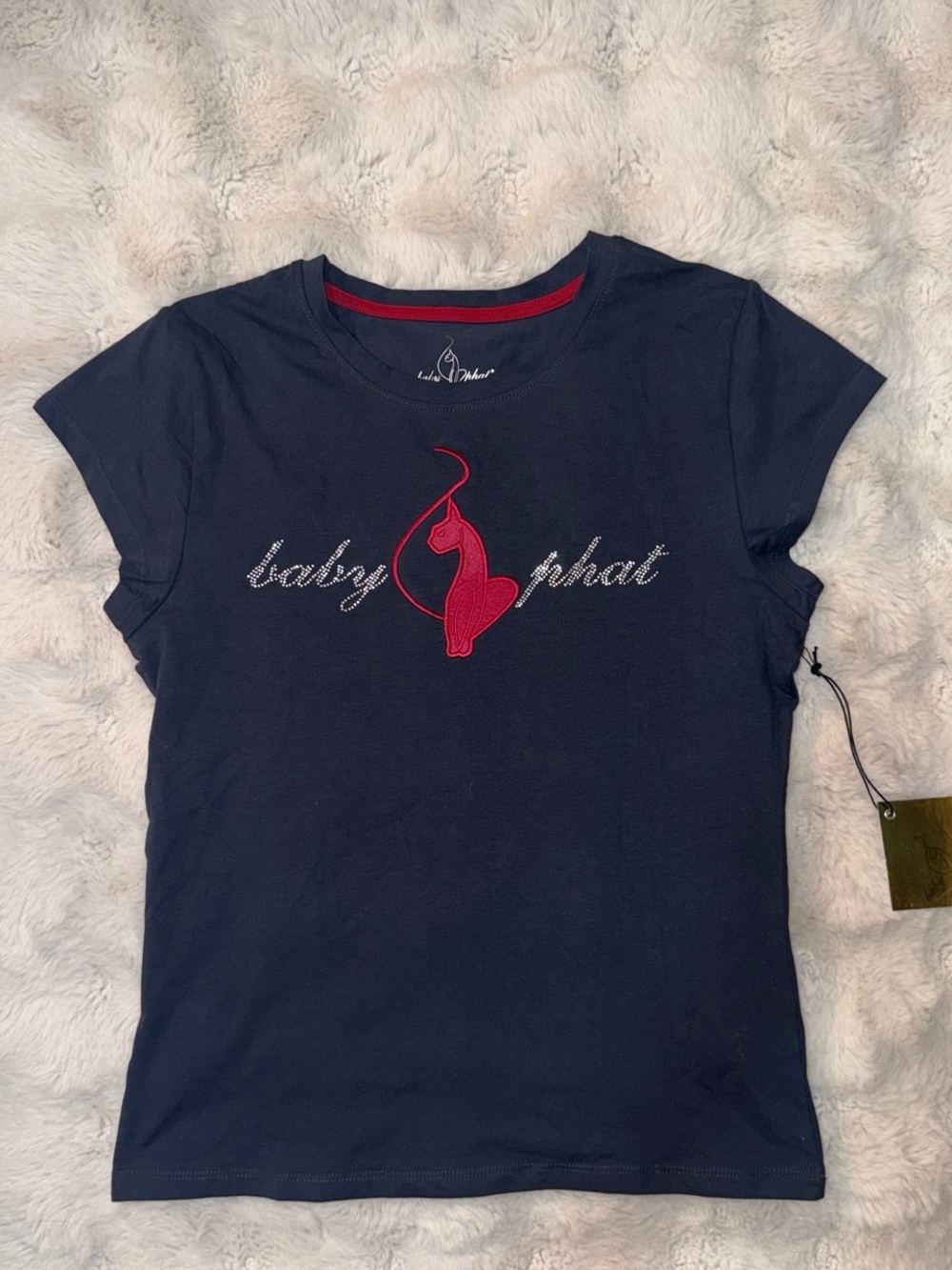 Baby Phat Navy Blue Crystal Logo Top